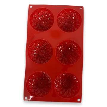 The First Ingredient High Heat Flexible Silicone Baking Mold (Dahlia - 3.89 Oz - 6 Cavities)