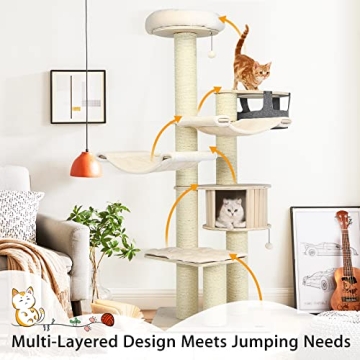 Tangkula Large Cat Tree with Washable Cushions and Scratching Posts