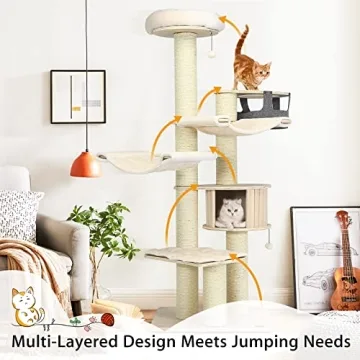 Tangkula Large Cat Tree with Washable Cushions and Scratching Posts