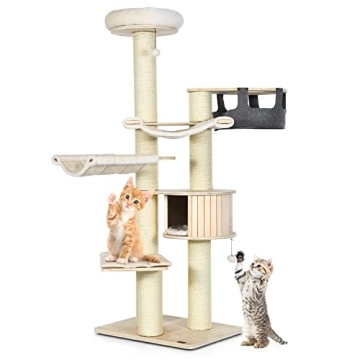 Tangkula Large Cat Tree with Washable Cushions and Scratching Posts