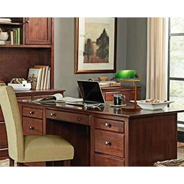 Hsyile KU300237 Rope Switch Retro Table Lamp with USB Charging Ports, with Green Retro Glass Lamp Sh...