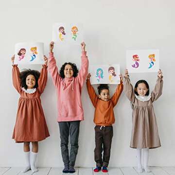 24 Sheets Mermaid Make a Face Sticker Sheets for Kids Todders Activities, Make Your Own Stickers for Kids Birthday Party Favor Supplies Craft