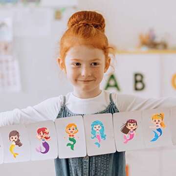 24 Sheets Mermaid Make a Face Sticker Sheets for Kids Todders Activities, Make Your Own Stickers for Kids Birthday Party Favor Supplies Craft