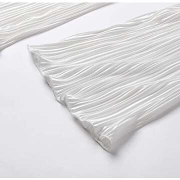 Rmasyea Womens 2 Pieces Casual Pleated Outfits Set Loungewear Y2K Long Sleeves Wide Leg Pants Pajamas Streetwear (White, S)