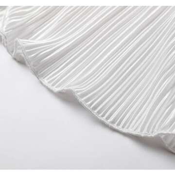 Rmasyea Womens 2 Pieces Casual Pleated Outfits Set Loungewear Y2K Long Sleeves Wide Leg Pants Pajamas Streetwear (White, S)