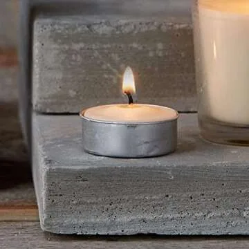 Realm White Unscented 4 Hour Burn Tea Light Candles (12 Pack) | Smokeless + Long Lasting + Even Burn...