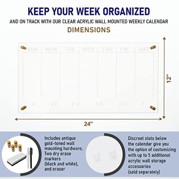Acrylic Wall Calendar - Stylish Weekly Planner for Organization