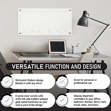 Acrylic Wall Calendar - Stylish Weekly Planner for Organization