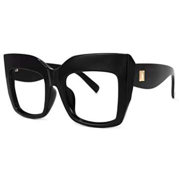 Zeelool Vintage Oversized Thick Cat Eye Glasses for Women with Clear Lens Alberta FP0668-01 Black