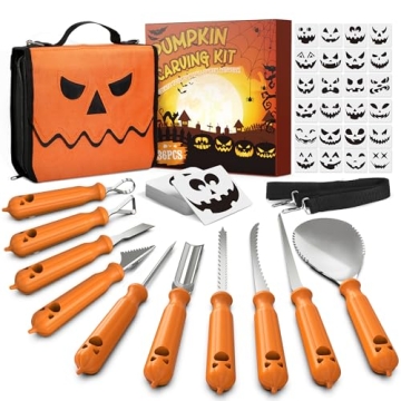 Imarku Pumpkin Carving Kit - 36PCS Professional Knife Set with Stencils & Storage Bag for Halloween ...