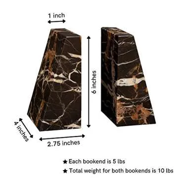 Modern Wedge Marble Bookends (Black and Gold)