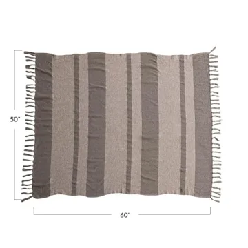 Elegant Bloomingville Savannah Stripe Throw in Beige Brown