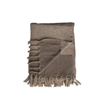 Elegant Bloomingville Savannah Stripe Throw in Beige Brown