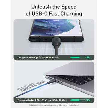 Anker 543 USB C to USB C Cable(240W,3FT),Bio-Based Charging Cable for iPhone 16/15 Series,MacBook Pr...