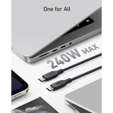 Anker 543 USB C to USB C Cable(240W,3FT),Bio-Based Charging Cable for iPhone 16/15 Series,MacBook Pro 2020, iPad Air 4 and More(USB 2.0,Phantom Black)