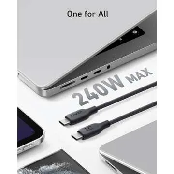 Anker 543 USB C to USB C Cable(240W,3FT),Bio-Based Charging Cable for iPhone 16/15 Series,MacBook Pro 2020, iPad Air 4 and More(USB 2.0,Phantom Black)