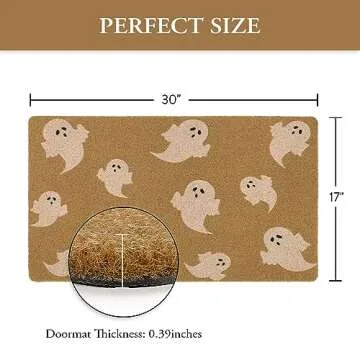 Lahome Halloween Decorative Door Mat, Outdoor Indoor Ghost Doormats, Sturdy Fall Cute Boo Coir Door Mats with Non-Slip PVC Backing for Porch Front Door Bedroom Décor, 17"x30"