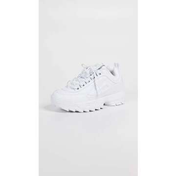 Fila Women's Disruptor Ii Premium Comfortable Sneakers, White/White/White, 8