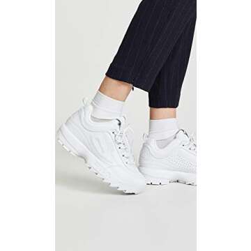 Fila Women's Disruptor Ii Premium Comfortable Sneakers, White/White/White, 8