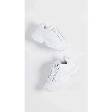 Fila Women's Disruptor Ii Premium Comfortable Sneakers, White/White/White, 8