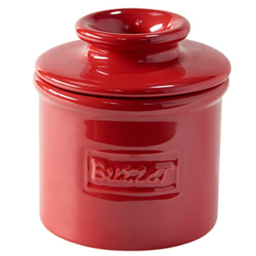 Original Butter Bell Crock - French Ceramic Butter Dish for Spreadable Butter, Maraschino Red