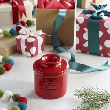 Original Butter Bell Crock French Ceramic Butter Dish Maraschino Red