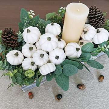 24 Mini Artificial Baby Boo Pumpkins for Fall Decor