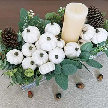 24 Mini Artificial Baby Boo Pumpkins for Fall Decor