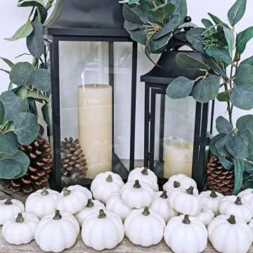24 Mini Artificial Baby Boo Pumpkins for Fall Decor