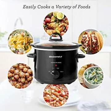 Elite Gourmet 3-Quart Slow Cooker with Adjustable Temp