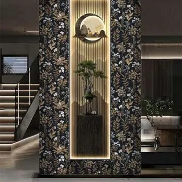 Abyssaly Black Floral Peel and Stick Wallpaper, Vintage Leaf Flower Contact Paper, Thicken Self Adhesive Removable Contact Paper for Bedroom Shelf Liner Drawer 17.7" X 118"