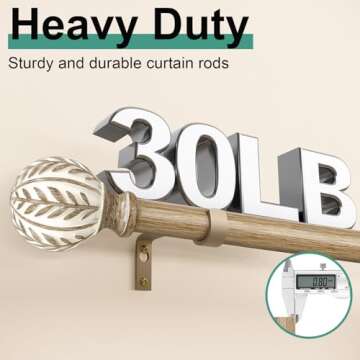 QDWIS Boho Curtain Rods Adjustable 48 to 84 Inch