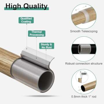 QDWIS Boho Curtain Rods Adjustable 48 to 84 Inch