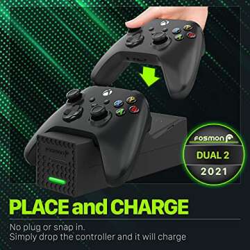 Fosmon Fast Charging Xbox Controller Charger Station for Xbox Series X | S w/ 2X 2400mWh Rechargeabl...