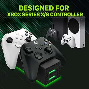 Fosmon Fast Charging Xbox Controller Charger Station for Xbox Series X | S w/ 2X 2400mWh Rechargeable Battery Packs, 2 Covers & Dock Stand (Not for Xbox One/360)
