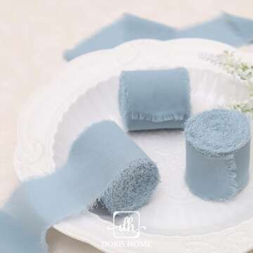 Shop DORIS HOME Dusty Blue Chiffon Ribbon for Crafting