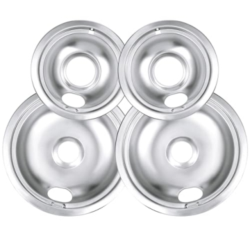 Chrome Electric Stove Drip Pans Replacement Set - 2 Small & 2 Large