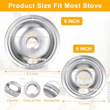 Chrome Electric Stove Drip Pans Set for Easy Replacement