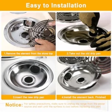 Chrome Electric Stove Drip Pans Set for Easy Replacement