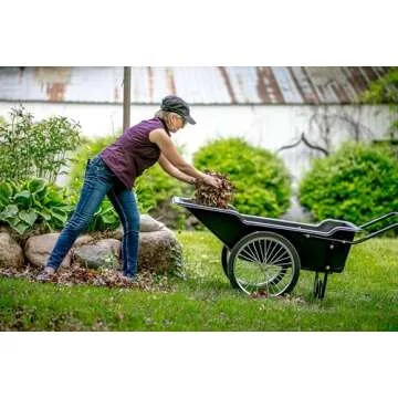 Polar Trailer 8376 10 Cubic Foot Heavy Duty Utility Outdoor Yard Garden Cart Wheelbarrow Utility Cart with Handle and Solid Rubber 20 Inch Wheels - Black