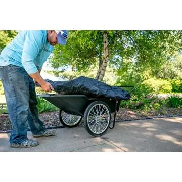 Polar Trailer 8376 10 Cubic Foot Heavy Duty Utility Outdoor Yard Garden Cart Wheelbarrow Utility Cart with Handle and Solid Rubber 20 Inch Wheels - Black