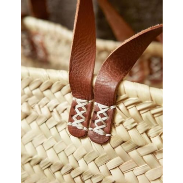 Stylish French Handmade Basket with Leather Handles