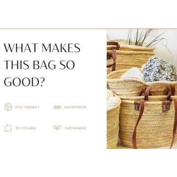 Stylish French Handmade Basket with Leather Handles