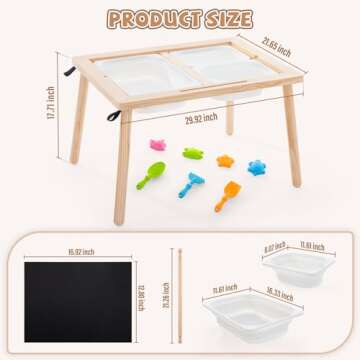 SOOPURKIDS Sensory Tables for Toddlers,Kids Table with 3 Storage Bins, Activity Table with 7 Sand To...