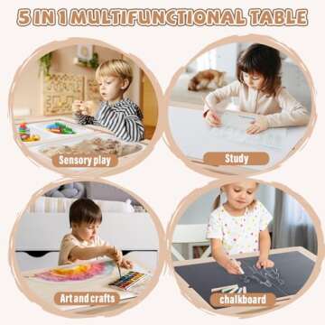 SOOPURKIDS Sensory Tables for Toddlers,Kids Table with 3 Storage Bins, Activity Table with 7 Sand Toys, Indoor/Outdoor Play Sand Table, Gifts for Boys and Girls