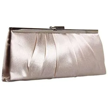 Elegant Jessica McClintock Blaire Satin Frame Clutch - Versatile Evening Handbag in Champagne