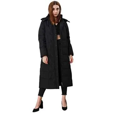 Chouyatou Women's Long Puffer Coat with Removable Hood