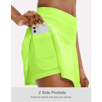 SANTINY Pleated Tennis Skirt for Women with 4 Pockets Women's High Waisted Athletic Golf Skorts Skirts for Running Casual (Green Citrine_M)