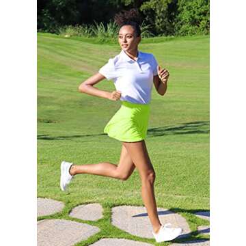 SANTINY Pleated Tennis Skirt for Women with 4 Pockets Women's High Waisted Athletic Golf Skorts Skirts for Running Casual (Green Citrine_M)