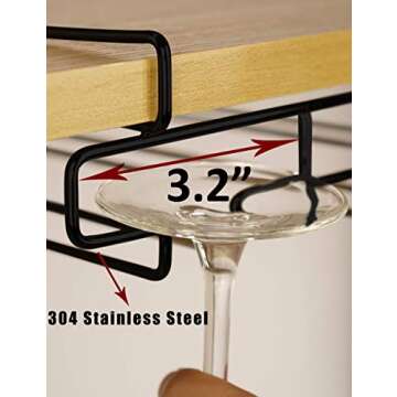 bafvt Wine Glass Holder - Stemware Rack Under Cabinet - Hanger Storage Shelf, Fit for The Cabinet 0....